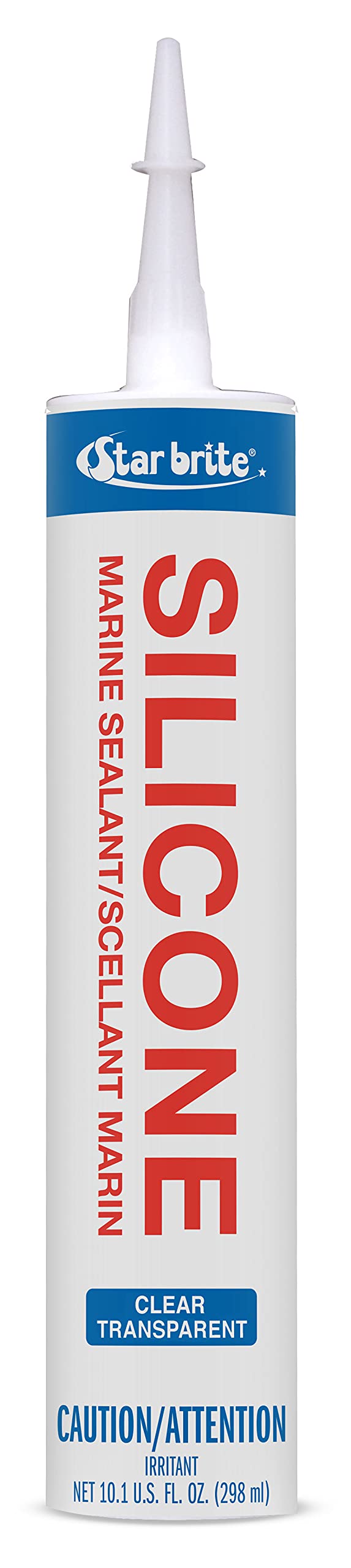 Marine Silicone Sealant STAR BRITE - Clear 10.1 Oz - Waterproof, Durable, UV Resistant, for Fiberglass, Metal, Wood, Glass, Ceramic & More (082122)