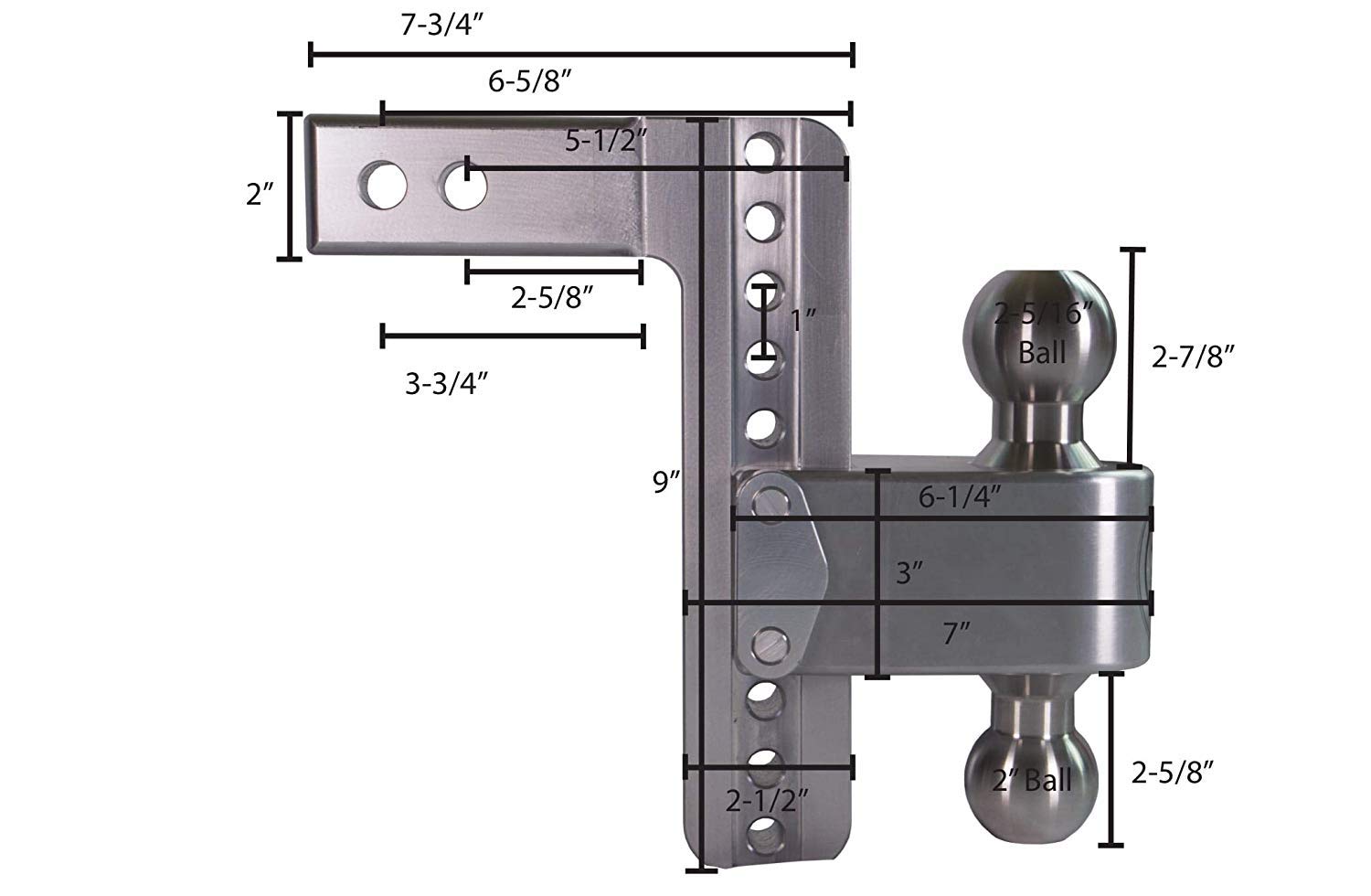 Drop Hitch Receiver Weigh Safe LTB8-2-CER-BLA: 2 Inches Adjustable