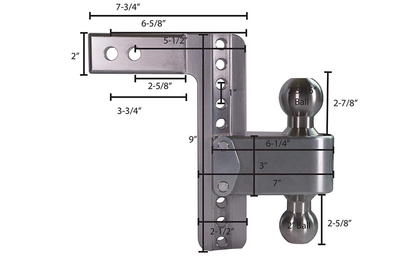 Drop Hitch Receiver Weigh Safe LTB8-2-CER-BLA: 2 Inches Adjustable