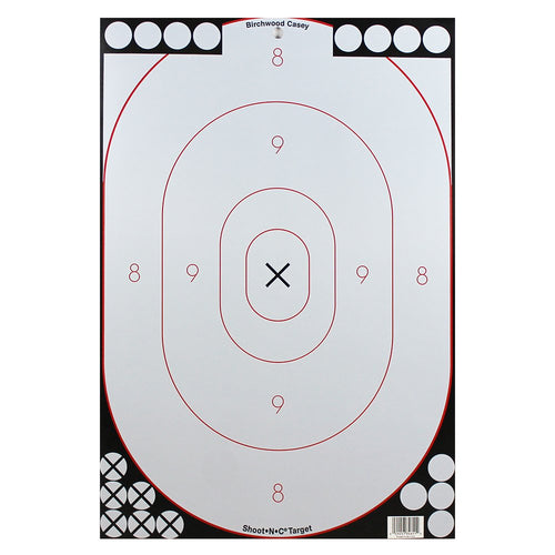 Shoot-N-C Birchwood Casey 12" X 18" Oval White & Black Silhouette Reactive Target - Highly Visible Instant Feedback Self-Adhesive Shooting Target Stickers with Repair Pasters - 5 Targets, 90 Pasters