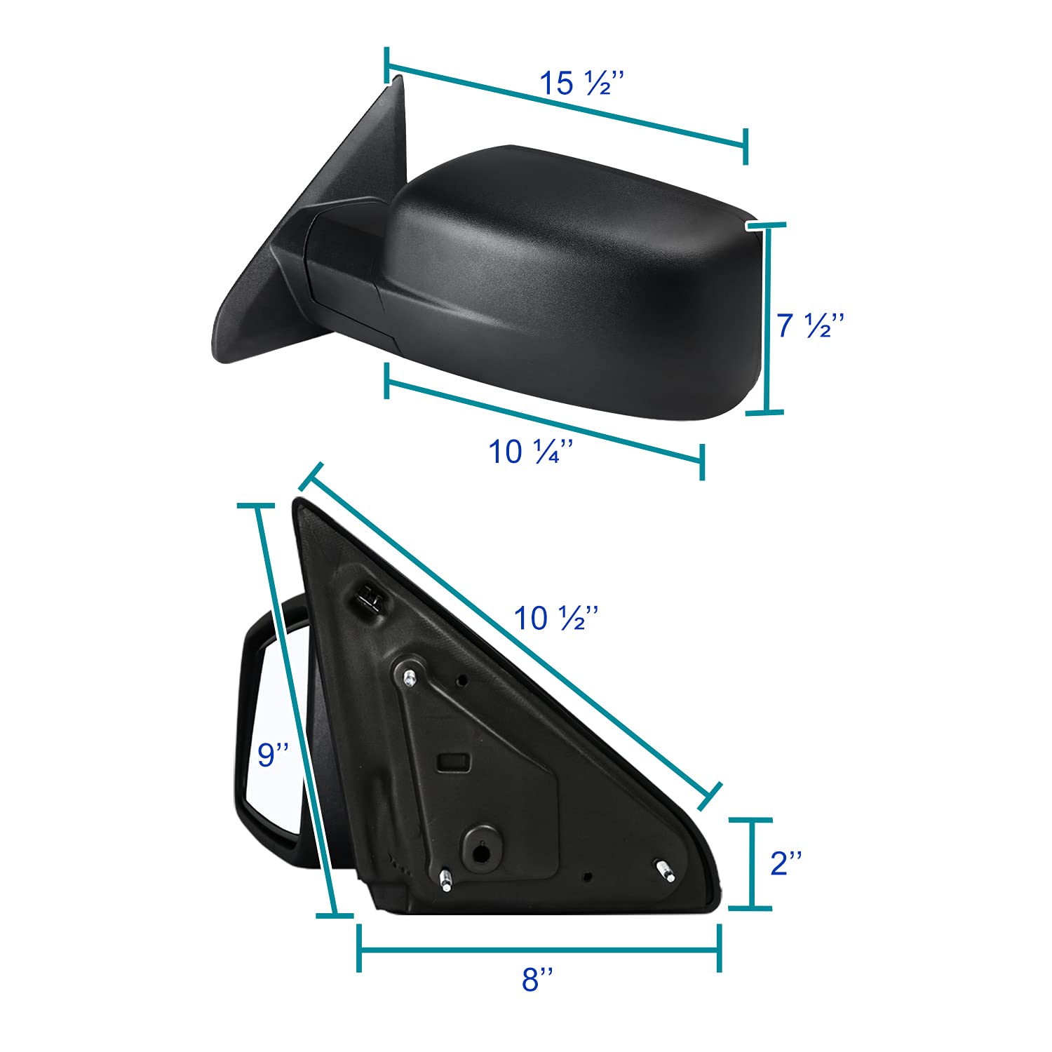 Left Driver Side View Mirror Spec-D Tuning Manual Compatible with 2009-2018 Dodge Ram 1500, 2019-2021 Classic