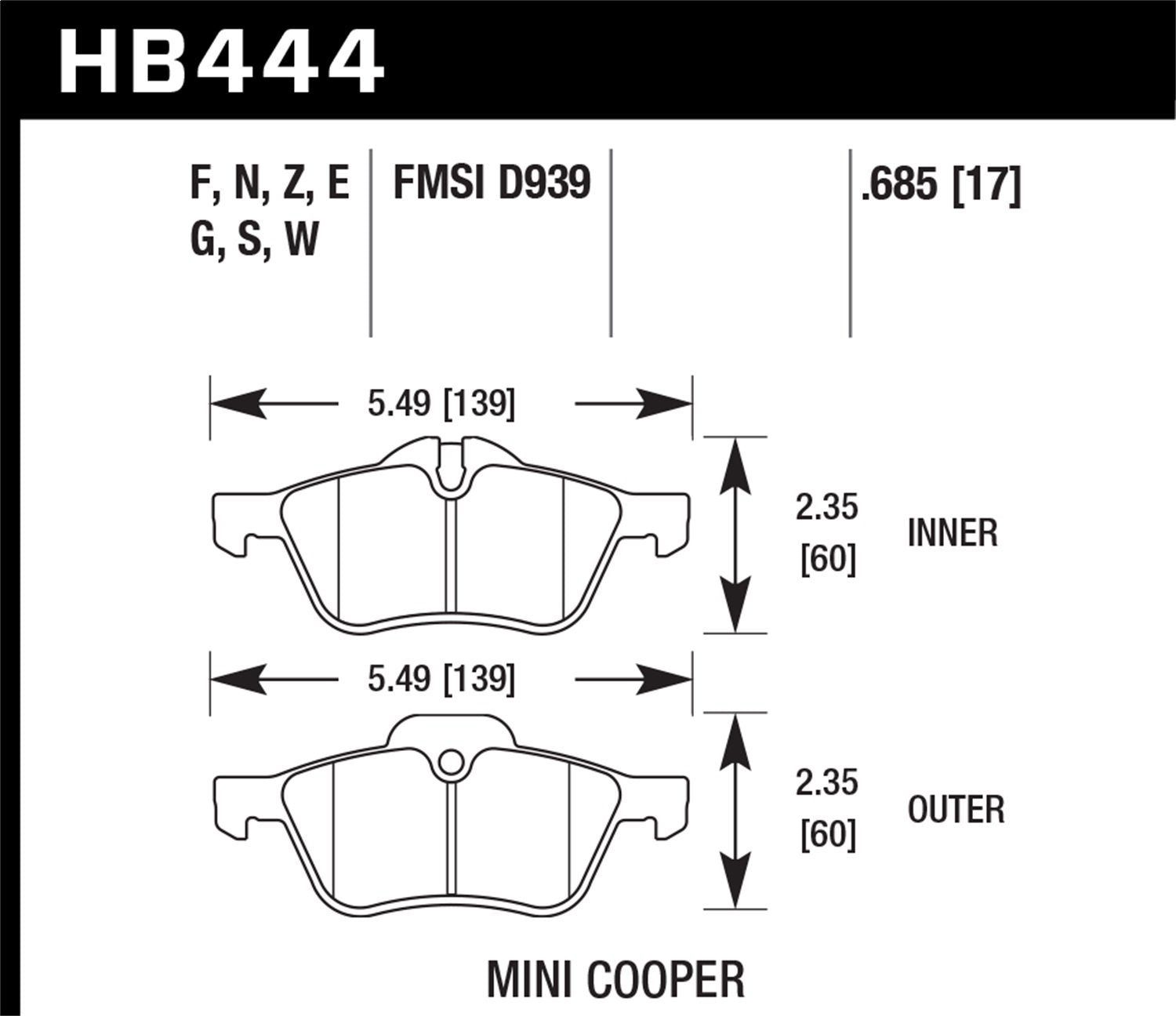 Hawk Performance Blue HB444E.685 9012 Motorsport Brake Pads
