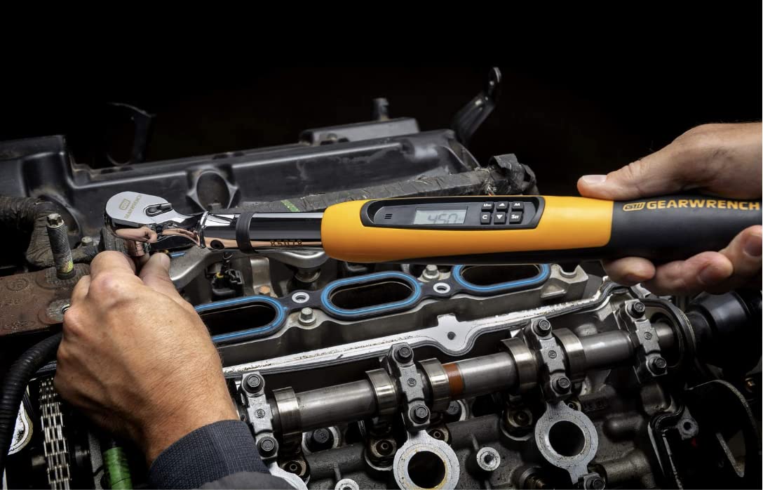3/8" GEARWRENCH Flex Head Electronic Torque Wrench with Angle, 10-100 ft/lbs. - 85078