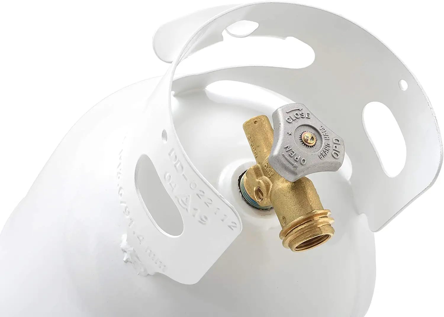 10LB Flame King Steel Propane Tank Cylinder with Type 1 Overflow Protection Device Valve, Great for Camping, Fire Pits, Heaters, Grills, Overlanding, White