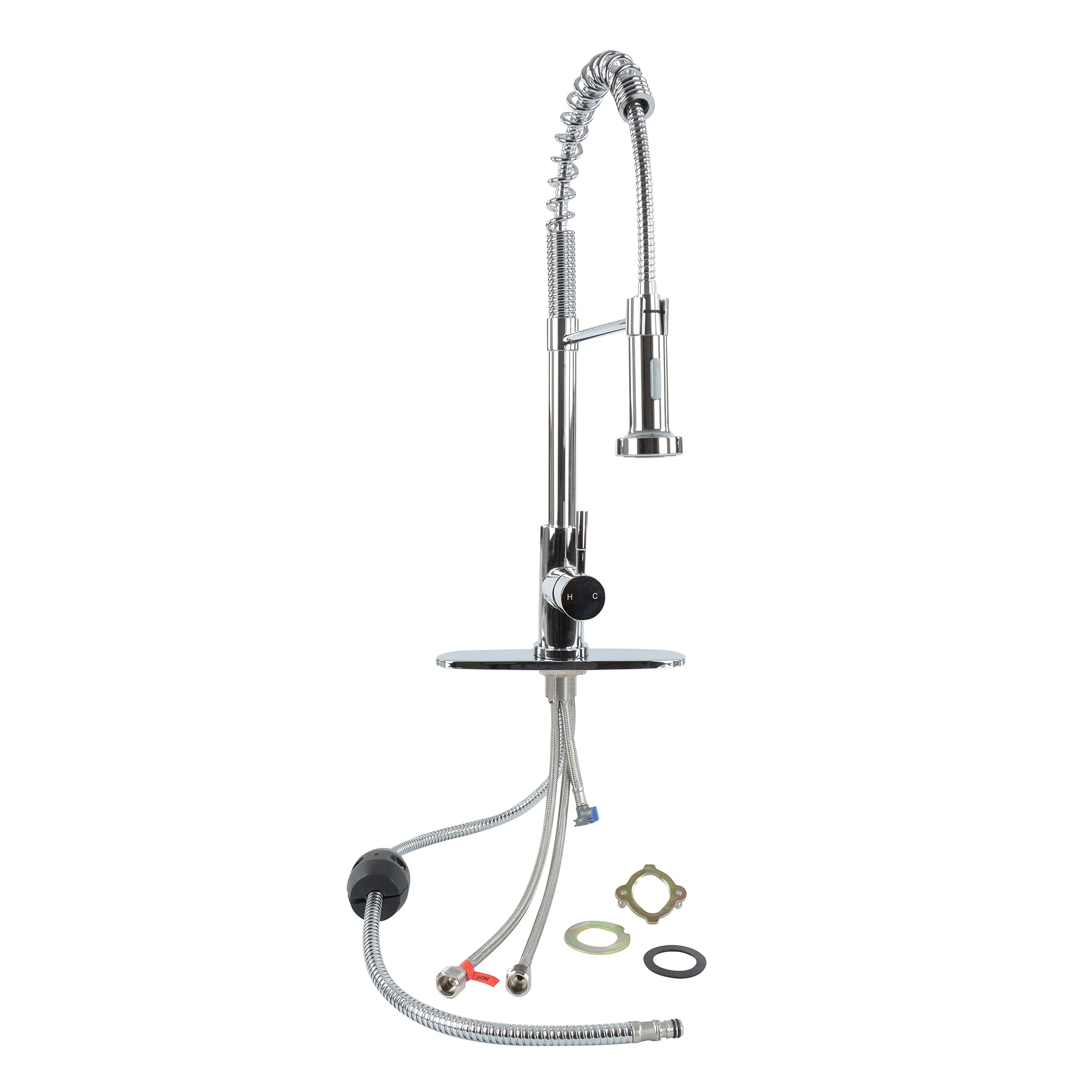 Pull Down Kitchen Faucet Empire with Sprayer - Chrome Kitchen Sink Faucet with Optional Hole Covering Deck Plate
