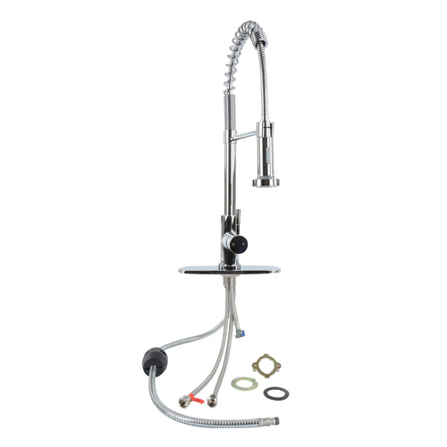Pull Down Kitchen Faucet Empire with Sprayer - Chrome Kitchen Sink Faucet with Optional Hole Covering Deck Plate
