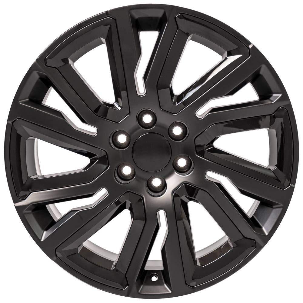 22 Inch OE Wheels CV39 Rim Fits Sierra 1500 Style 6x139.7 22x9 Satin Black with Gloss Black Insert - Hollander 5901 (1)