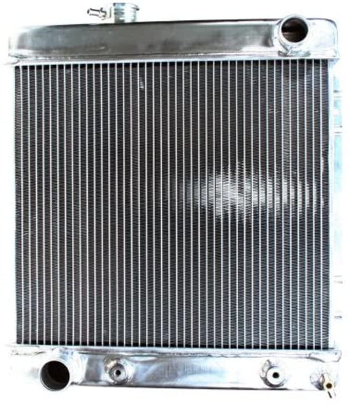Northern Radiator 20-1/4 in W x 3-1/8 in D, 18-1/2 in H, Passenger Side Inlet, Driver Side Outlet, Aluminum, Natural, Automatic, Ford 1960-70, Each