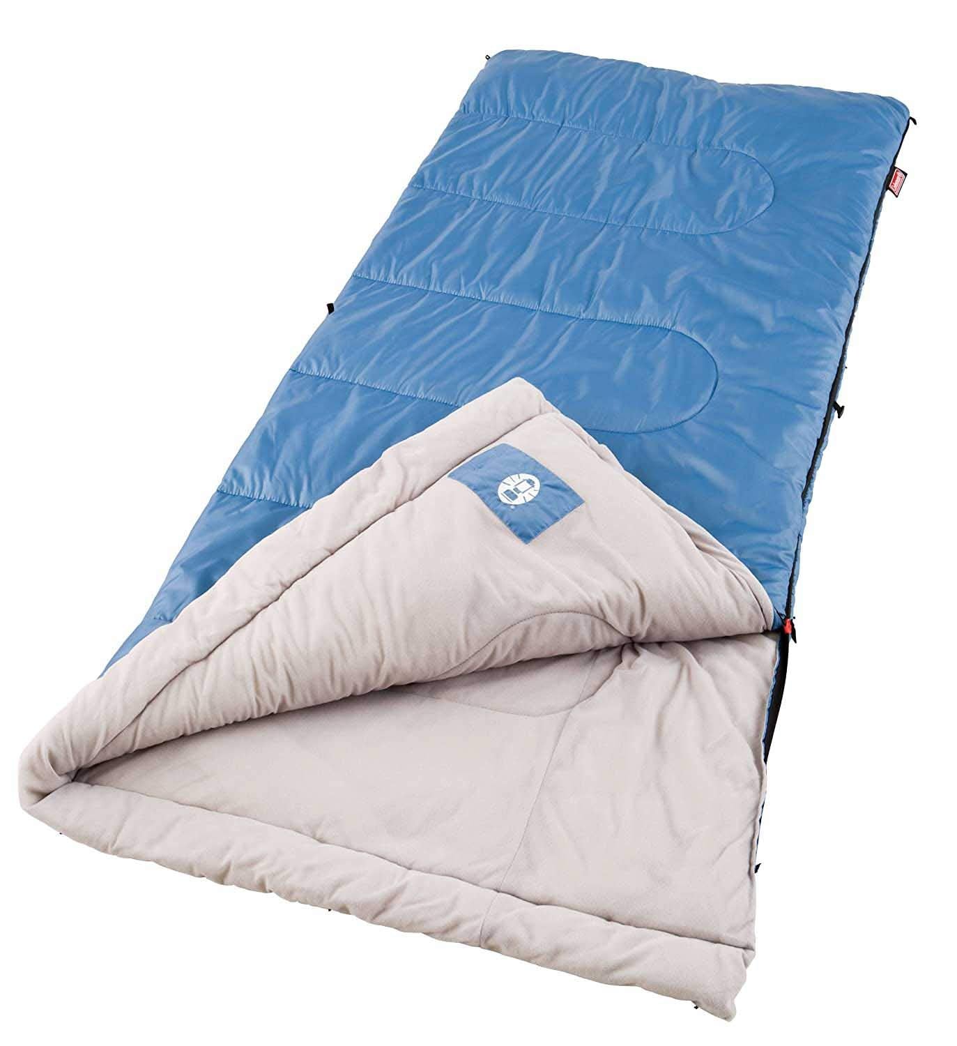 Coleman 40°F Sun Ridge Cool-Weather Sleeping Bag, Lightweight Adult Sleeping Bag with Soft Trim & Draft Tube, Machine Washable