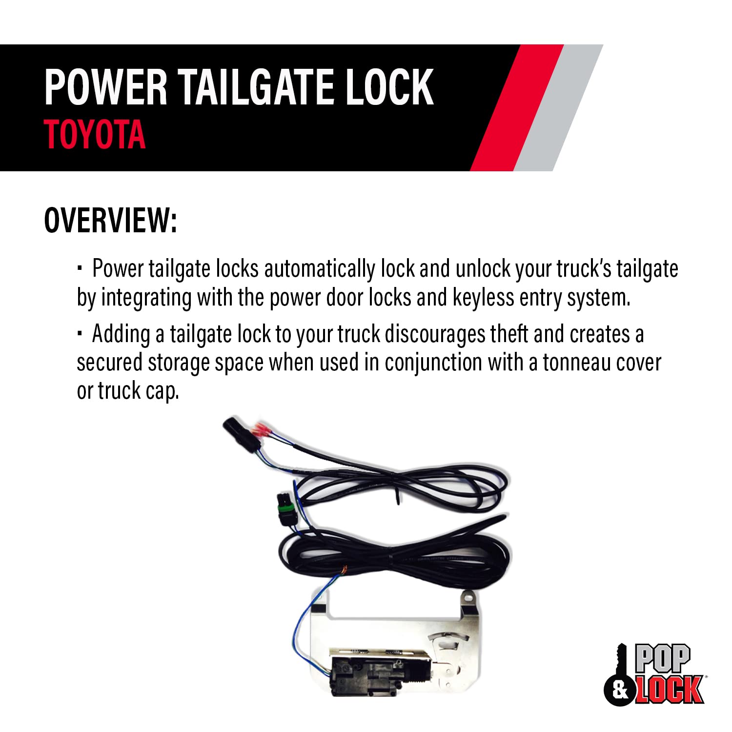 Power Tailgate Lock Pop & Lock PL8525 for Toyota Tacoma (Power Lock Add-on Kit)