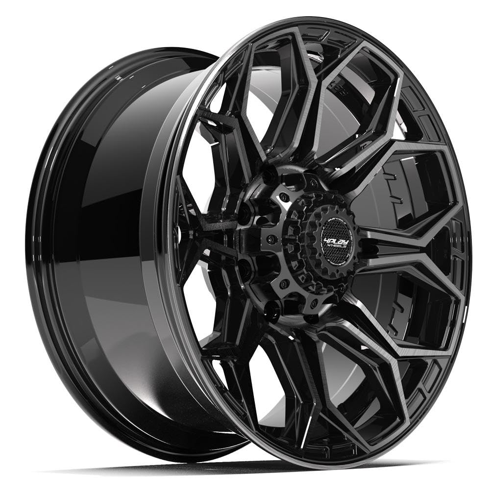 20 Inch 4PLAY Wheels Rim 4P83 Fits 8x170 20x9 Gloss Black Brushed with Tinted Clear (1)