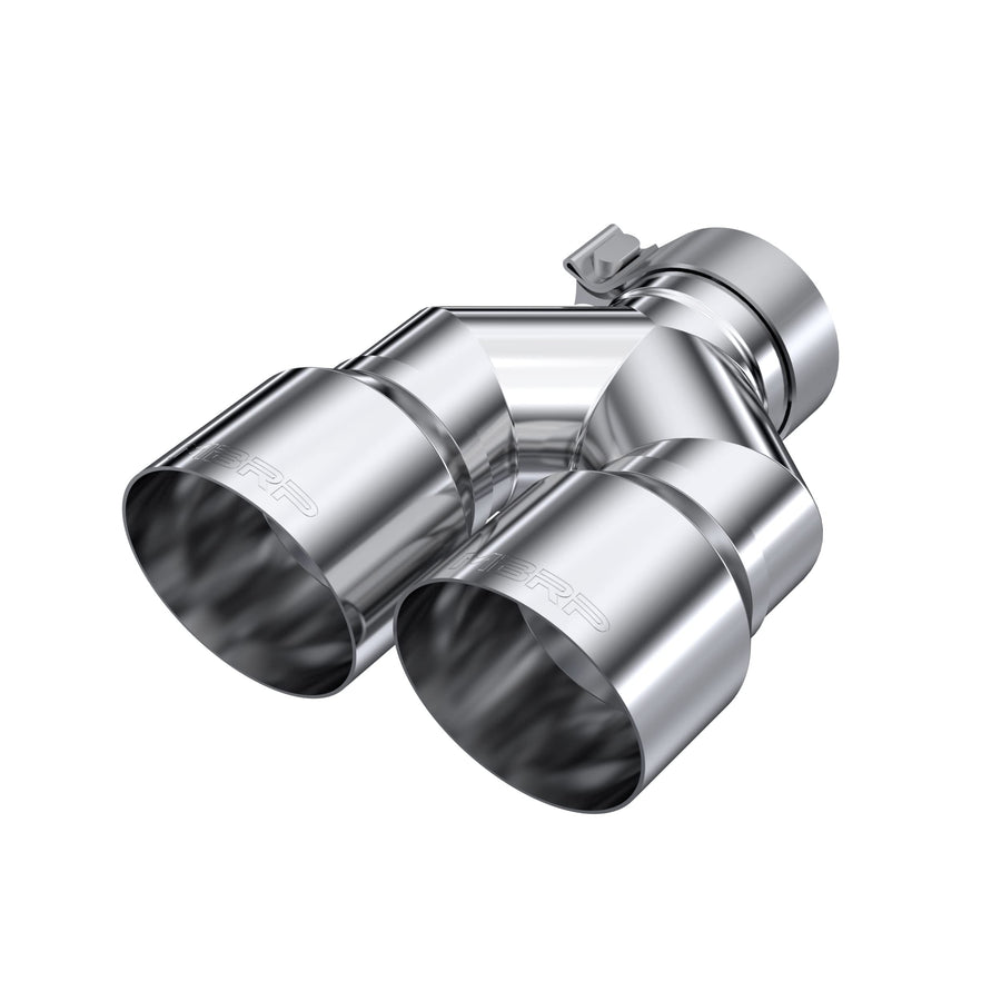 3in ID/Dual MBRP 4in OD Out Staggered L 9.87in / R 9.37in Single Wall T304 SS Univ Exhaust Tip