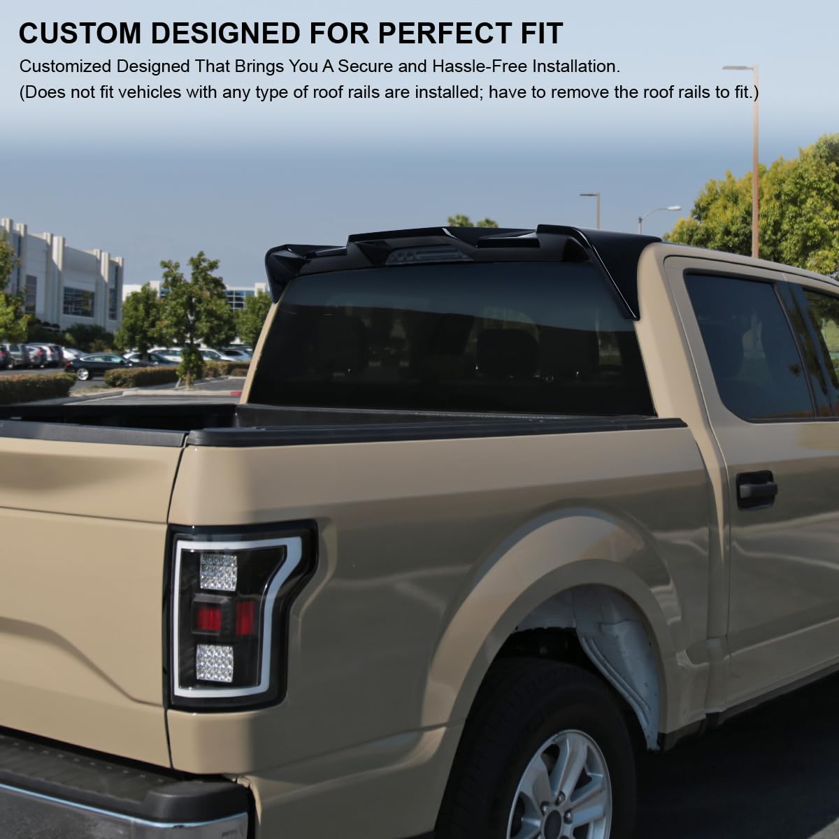 Glossy Black ABS Cab Roof Spoiler Spec-D Tuning for 2015-2020 Ford F150 Models