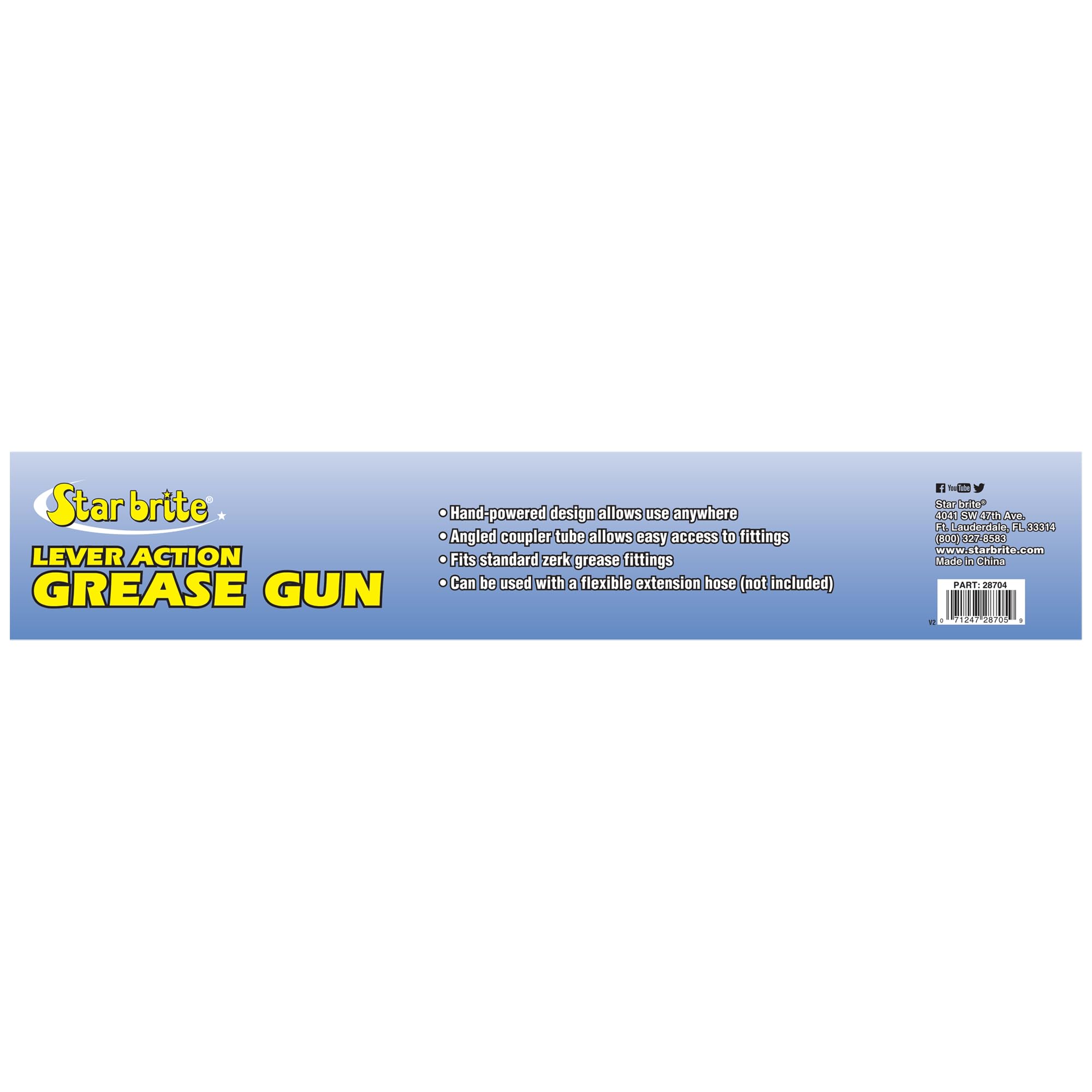 STAR BRITE Lever Standard Duty Grease Gun - 14 OZ Cartridge, Corrosion-Resistant, Fits Standard Zerk Fittings, Ideal for Marine, Auto & Home Lubrication (028704)