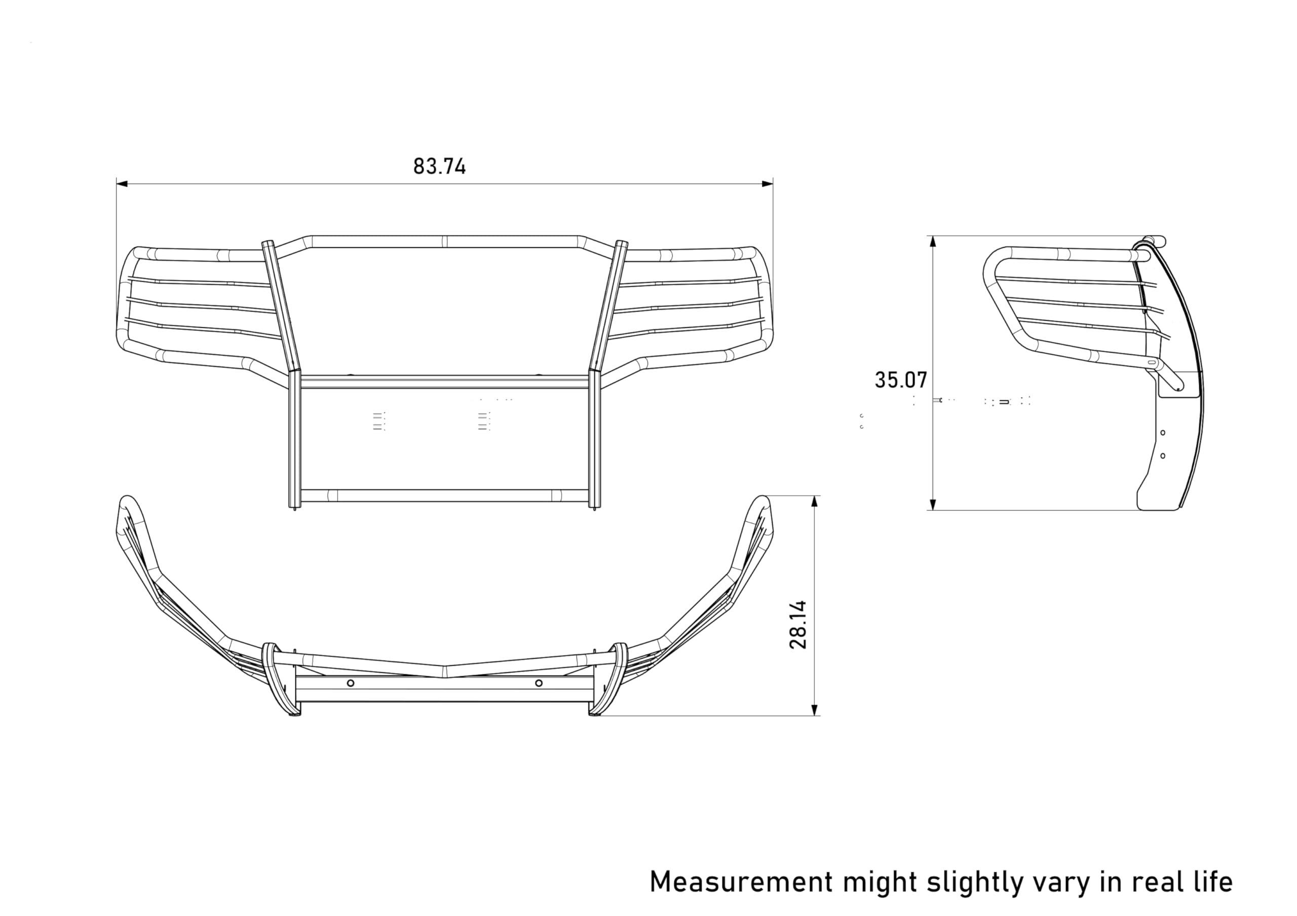 Bumper Guard Modular Black Black Horse Grille Compatible with 2015-2023 Chevrolet Suburban |2015-2023 Chevrolet Tahoe-17GT20MA