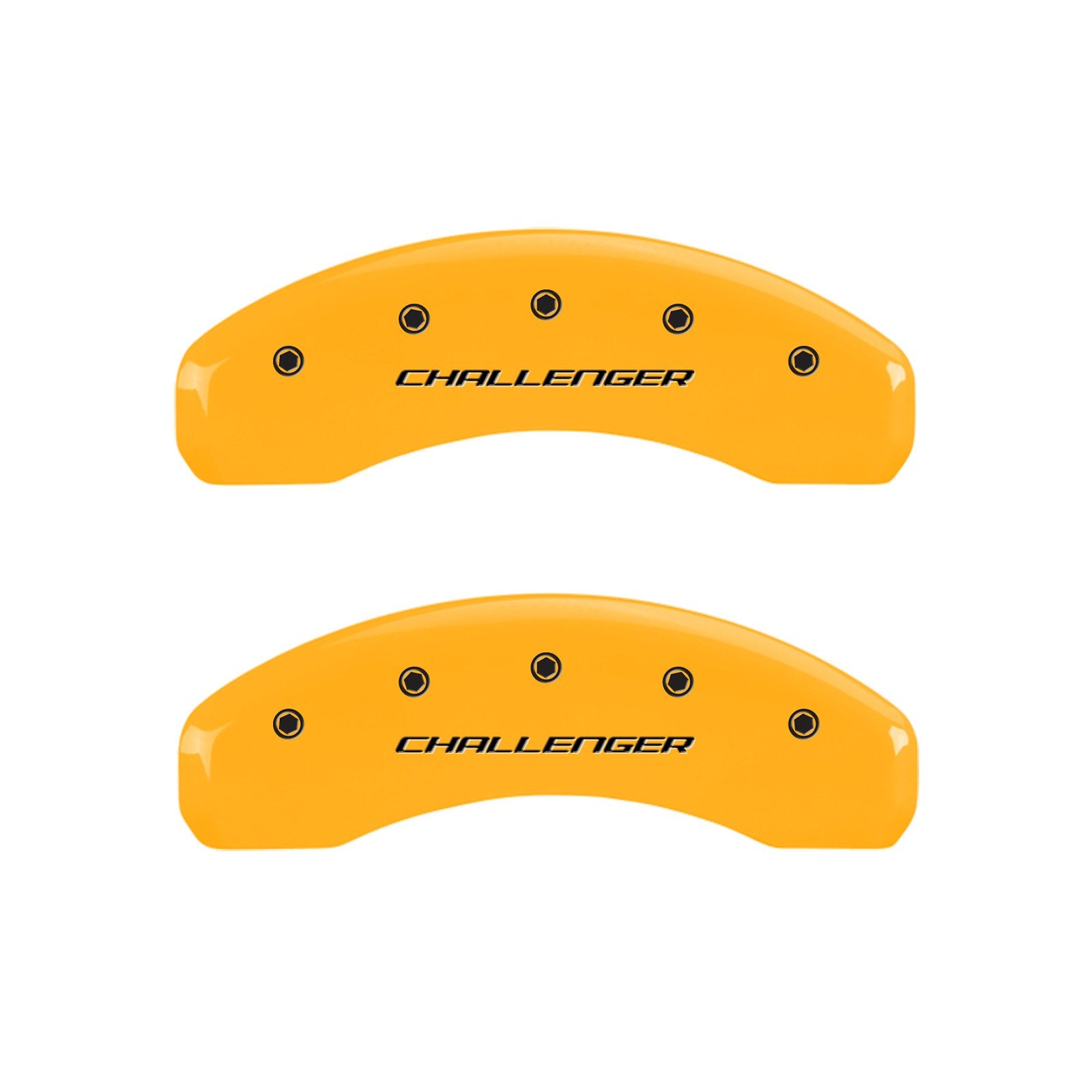 Caliper Covers MGP 12088SCLBYL Yellow (Set of 4, Engraved Front and Rear: Block/Challenger, Yellow powder coat finish, black characters)