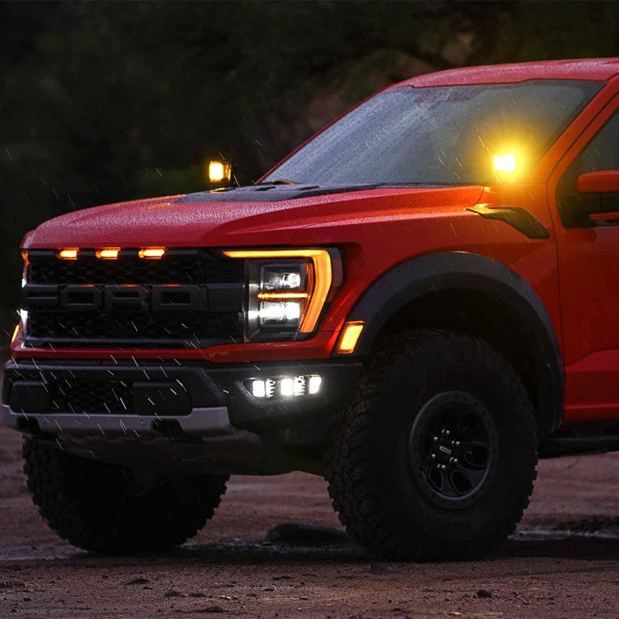 Rigid 46737 LED Light Mount Kit A-Pillar, Fits The 2021+ Ford 150 / Raptor, Kit Includes D-SS Pro Spot Lights with Amber and Black Covers