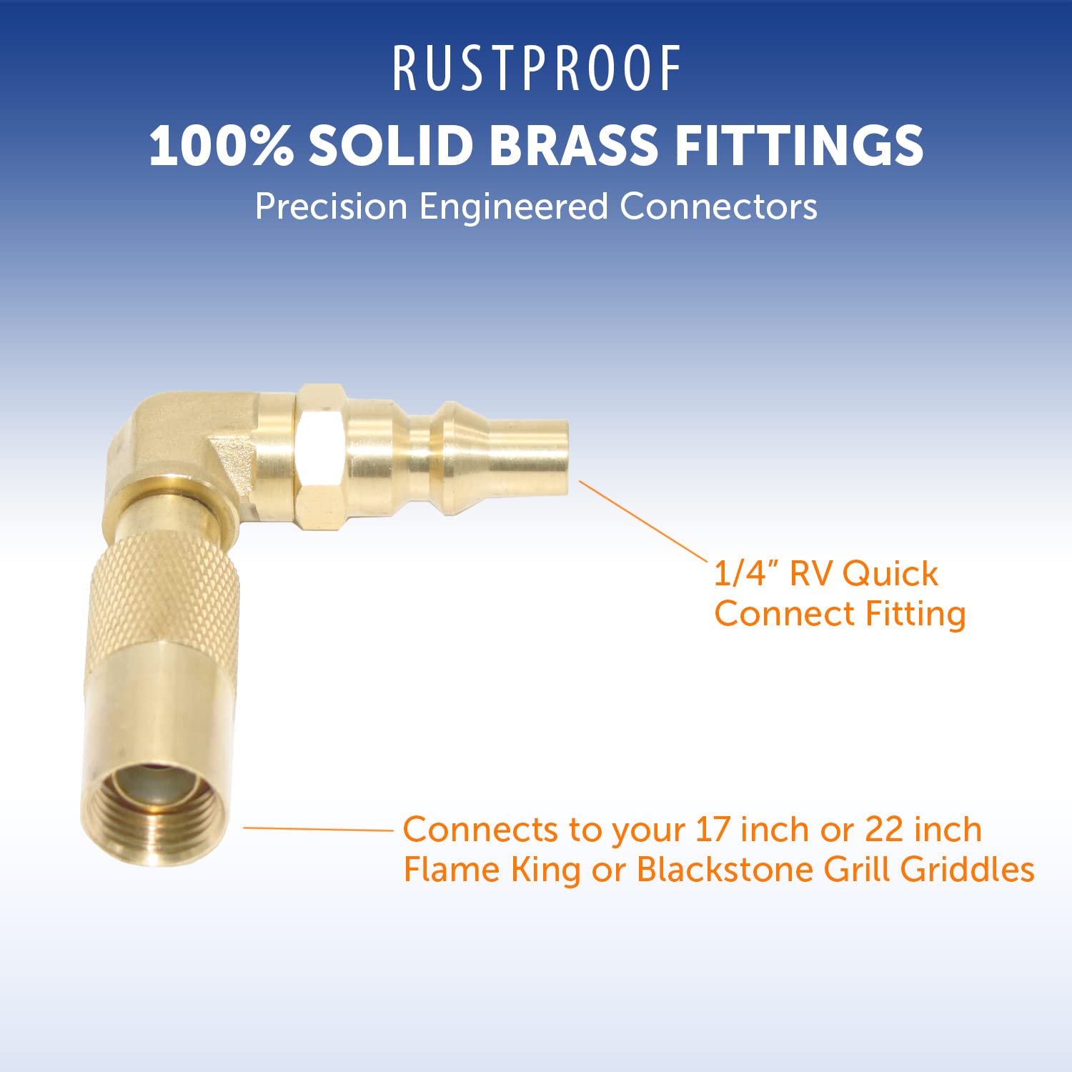 Flame King Quick Connect Elbow Adapter for Propane RV 17" or 22" BlackStone or Griddle Flame King