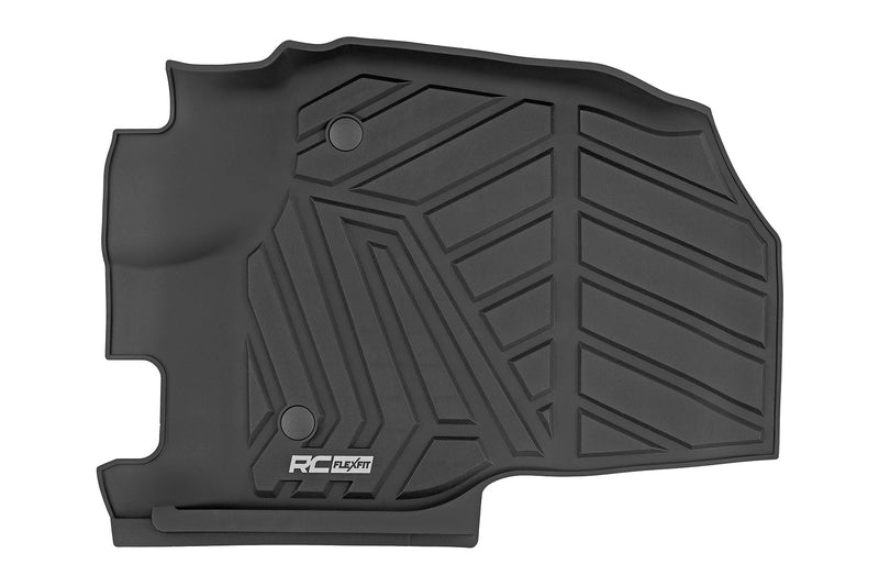 Flex-Fit Rough Country Front Floor Mats for Ford F-250/F-350 Super Duty (2017-2025) Crew Cab - Custom All-Weather Non-Slip TPE Liners w/Spill Saver Lip
