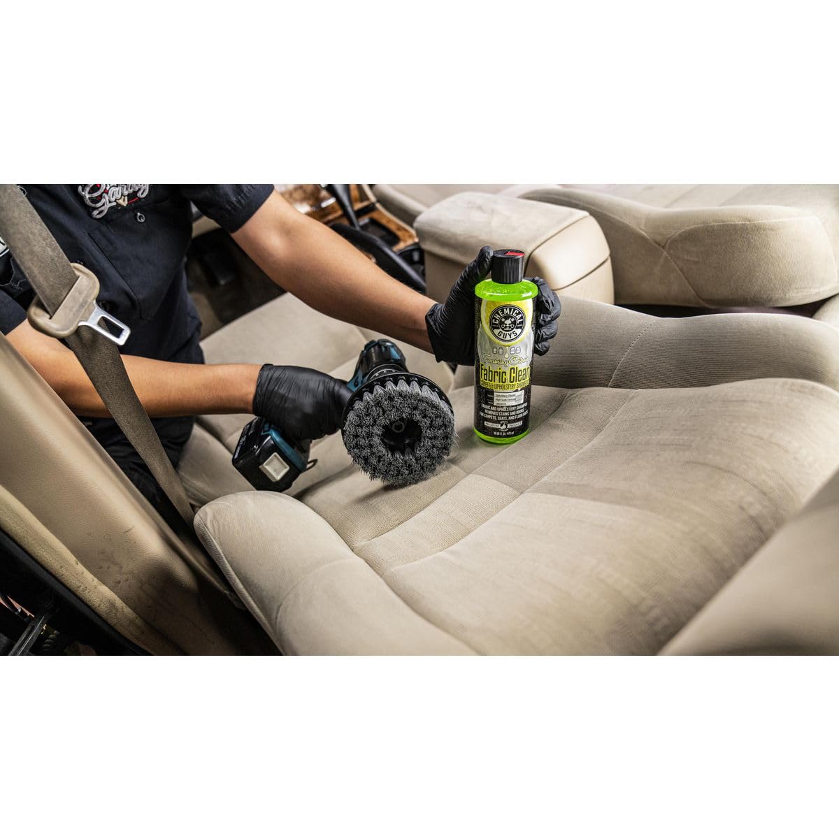 Chemical Guys ACC506 Multi-Surface Light Duty Spinner Drill Brush Attachment (Fits Any Standard Drill - Power Scrubber Removes Stains & Gently Cleans Upholstery, Fabric and Carpet), Gray