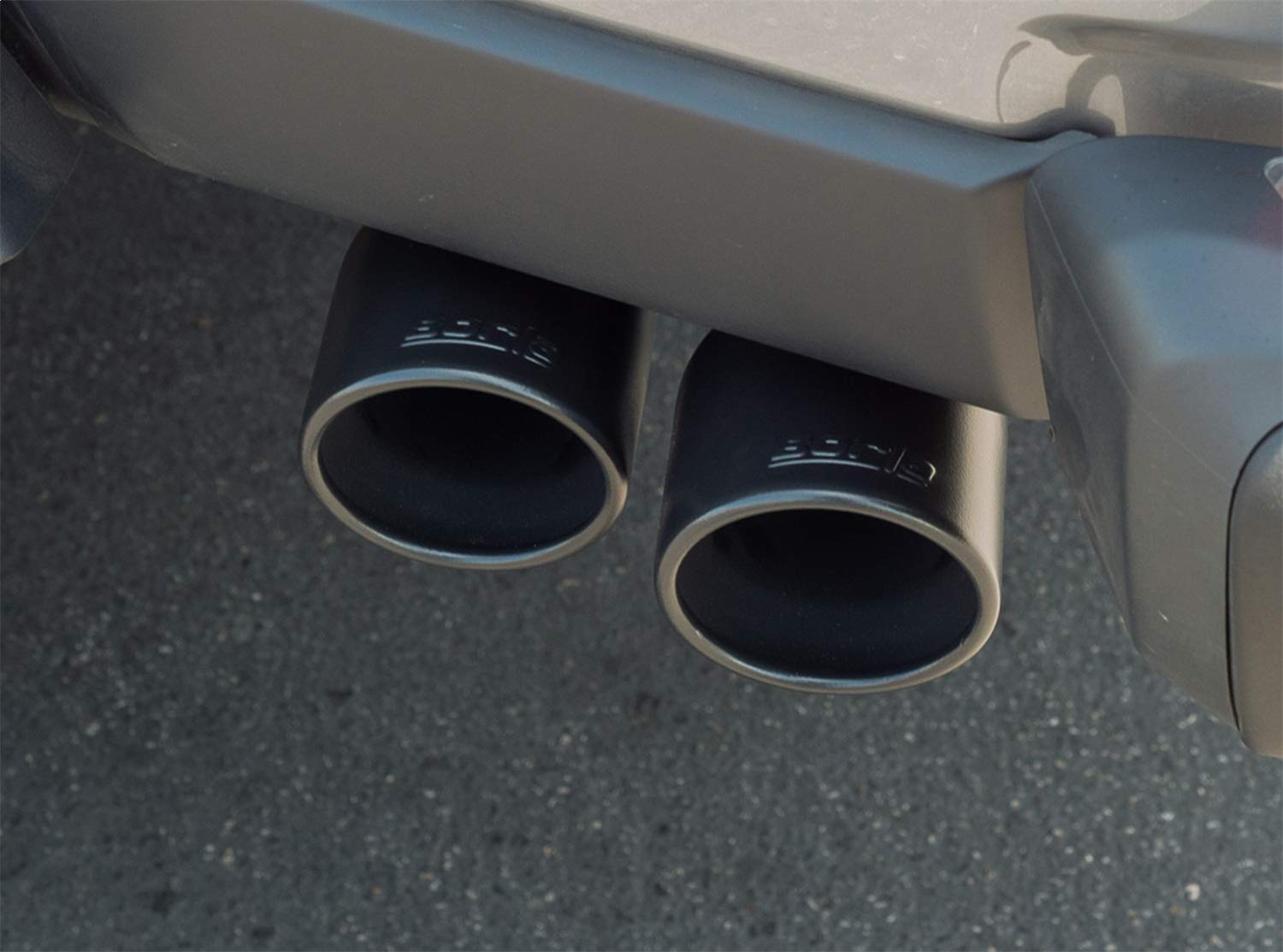 Borla Touring Cat-Back Exhaust System 140814CB Dual Round Angle Cut 2.75 in Split Into Dual 2 in. Truck Split Side Exit Ceramic Black 3.5 in. Tip T-304 Stainless Steel
