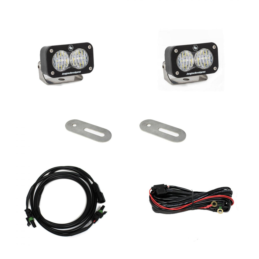 Baja Designs S2 Dual Sport Reverse LED Light Kit for Ford F-250/350 2017-22 Super Duty Trucks, Includes Switch Wiring Harness (Wide Cornering Lens; Clear)