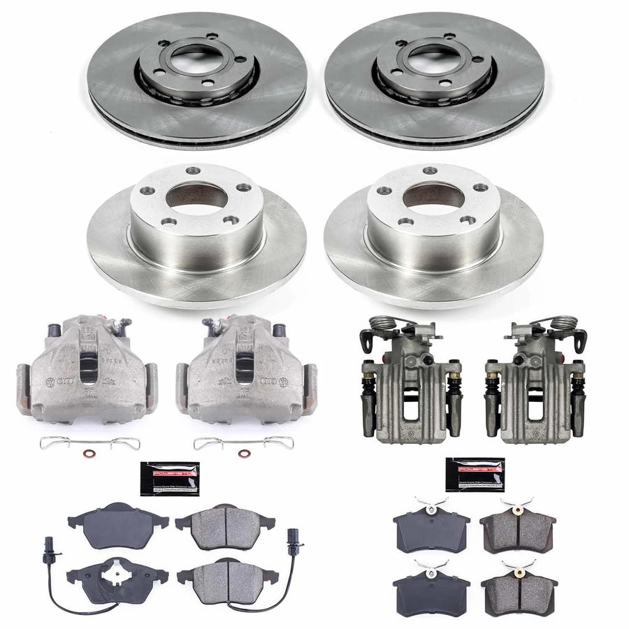Power Stop KCOE532 Replacement Autospeciality Front and Rear Caliper Kit- OE Rotors, Ceramic Brake Pads, Calipers For Audi A6 Quattro 1998-2001 [Model Specific]