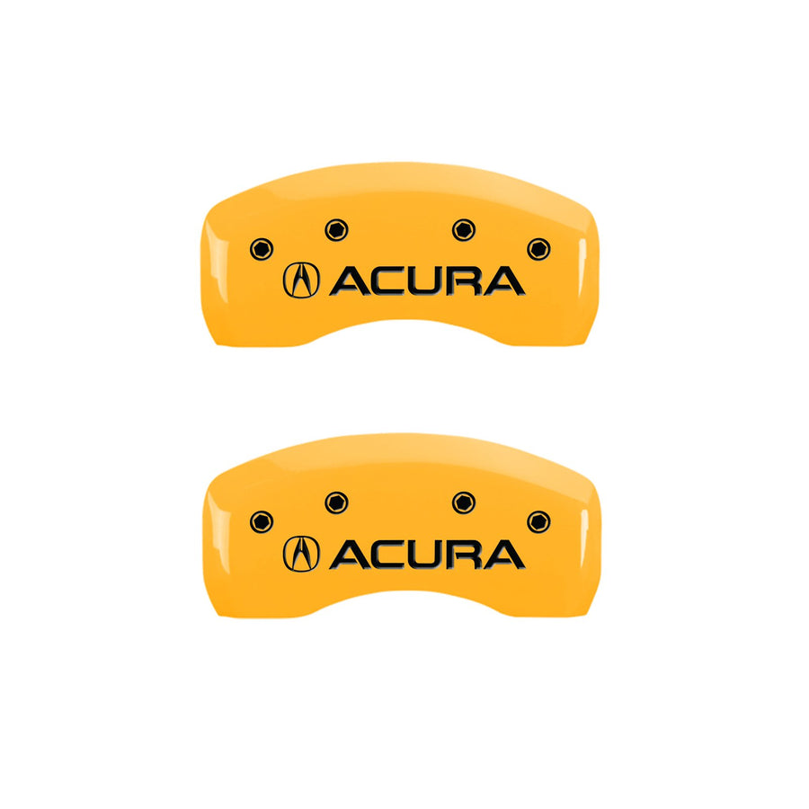 Caliper Covers MGP 39019SACUYL Yellow (Set of 4, Engraved Front and Rear: Acura, Yellow powder coat finish, black characters)
