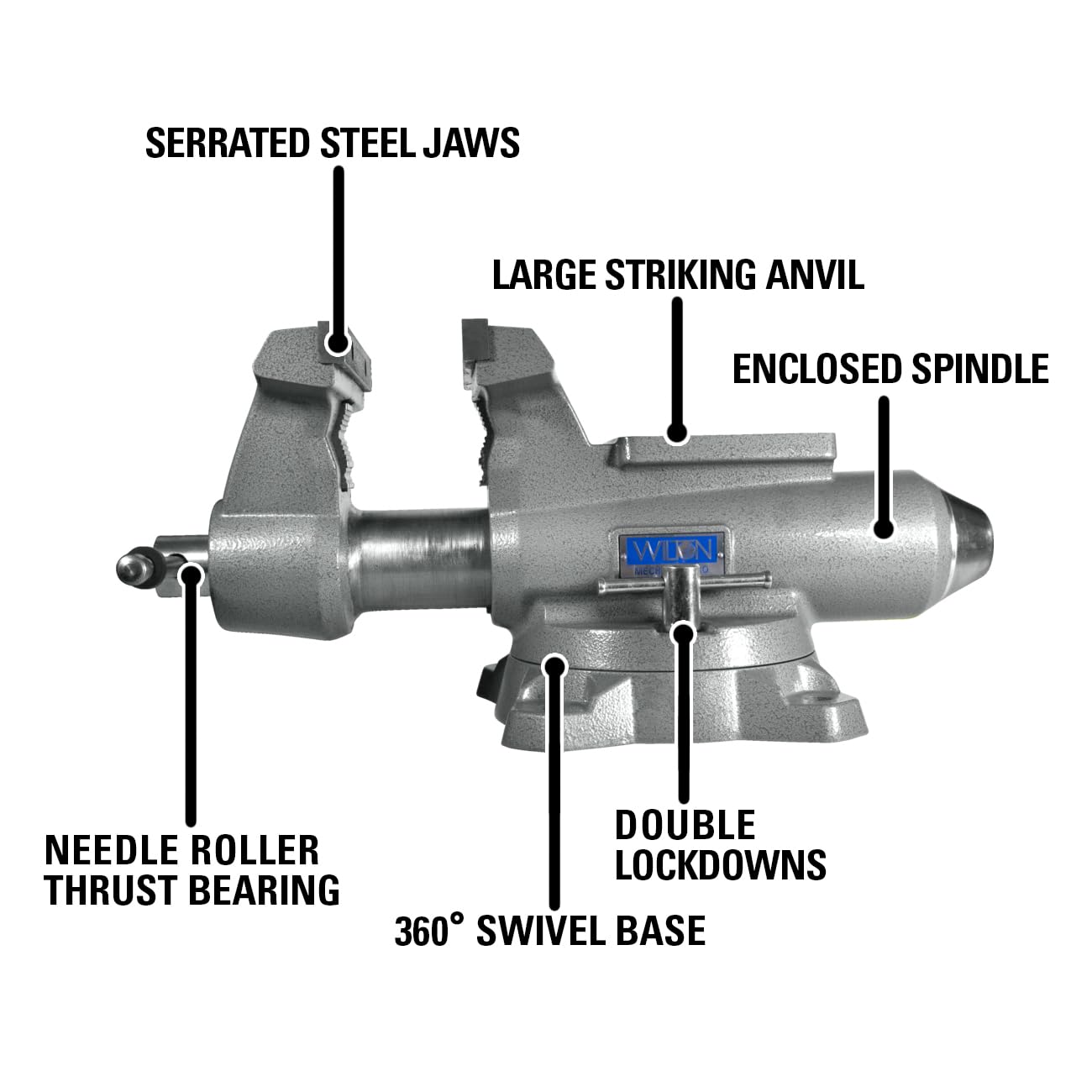8" Jaw Width Wilton Mechanics Pro Bench Vise, 8-1/2" Jaw Opening, 4-1/2" Throat (Model 880M)
