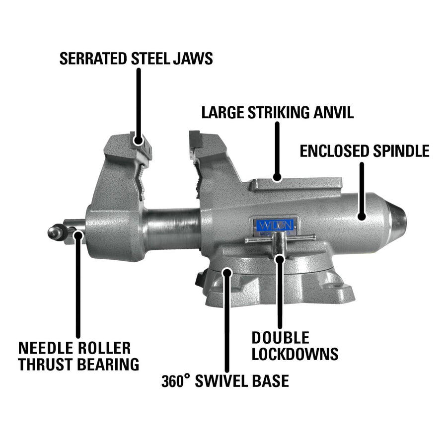 8" Jaw Width Wilton Mechanics Pro Bench Vise, 8-1/2" Jaw Opening, 4-1/2" Throat (Model 880M)