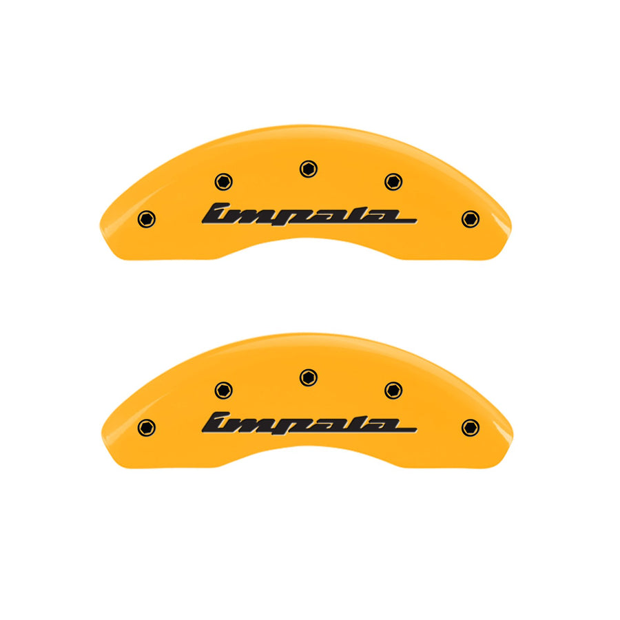 MGP Caliper Covers Yellow 14050SIMPYL Front and Rear Powder Coat Finish Black Character Caliper Cover, Set of 4 (Impala)