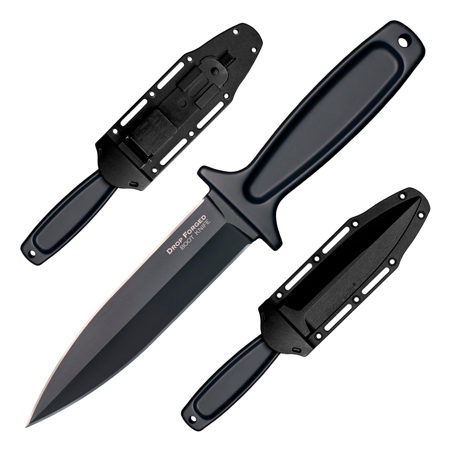 Cold Steel Boot Drop Forged 5" 52100 High-Carbon Steel Spear Point Fixed Blade EDC Concealed Carry Tactical Outdoor Hunting Knife, 4" Ergonomic Handle, Resistant Secure-Ex Sheath