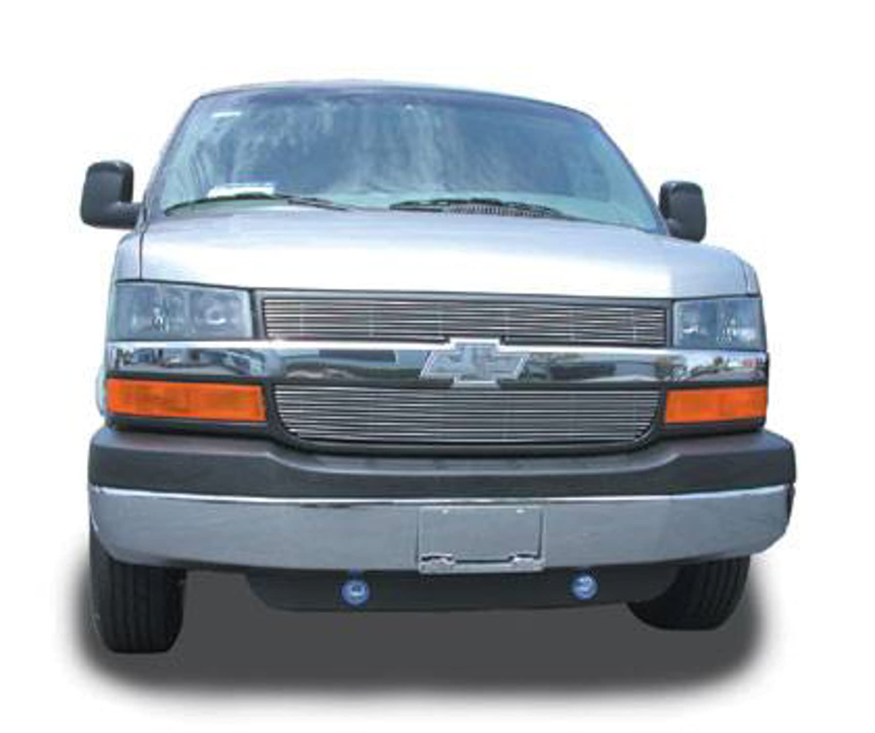 Horizontal T-Rex Grilles 21126 Aluminum Polished Finish Billet Grille Overlay for Chevrolet Express Van