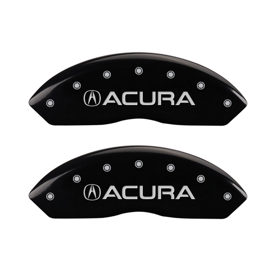 Caliper Covers MGP 39016STSXBK (Black Powder Coat Finish, Engraved Front: Acura - Engraved Rear: TSX, Silver Characters, Set of 4)