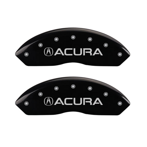 Caliper Covers MGP 39016STSXBK (Black Powder Coat Finish, Engraved Front: Acura - Engraved Rear: TSX, Silver Characters, Set of 4)