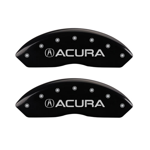Caliper Covers MGP 39016STSXBK (Black Powder Coat Finish, Engraved Front: Acura - Engraved Rear: TSX, Silver Characters, Set of 4)