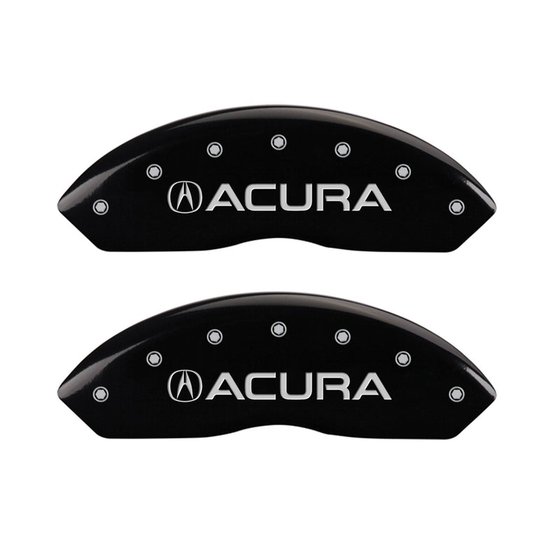 Caliper Covers MGP 39016STSXBK (Black Powder Coat Finish, Engraved Front: Acura - Engraved Rear: TSX, Silver Characters, Set of 4)