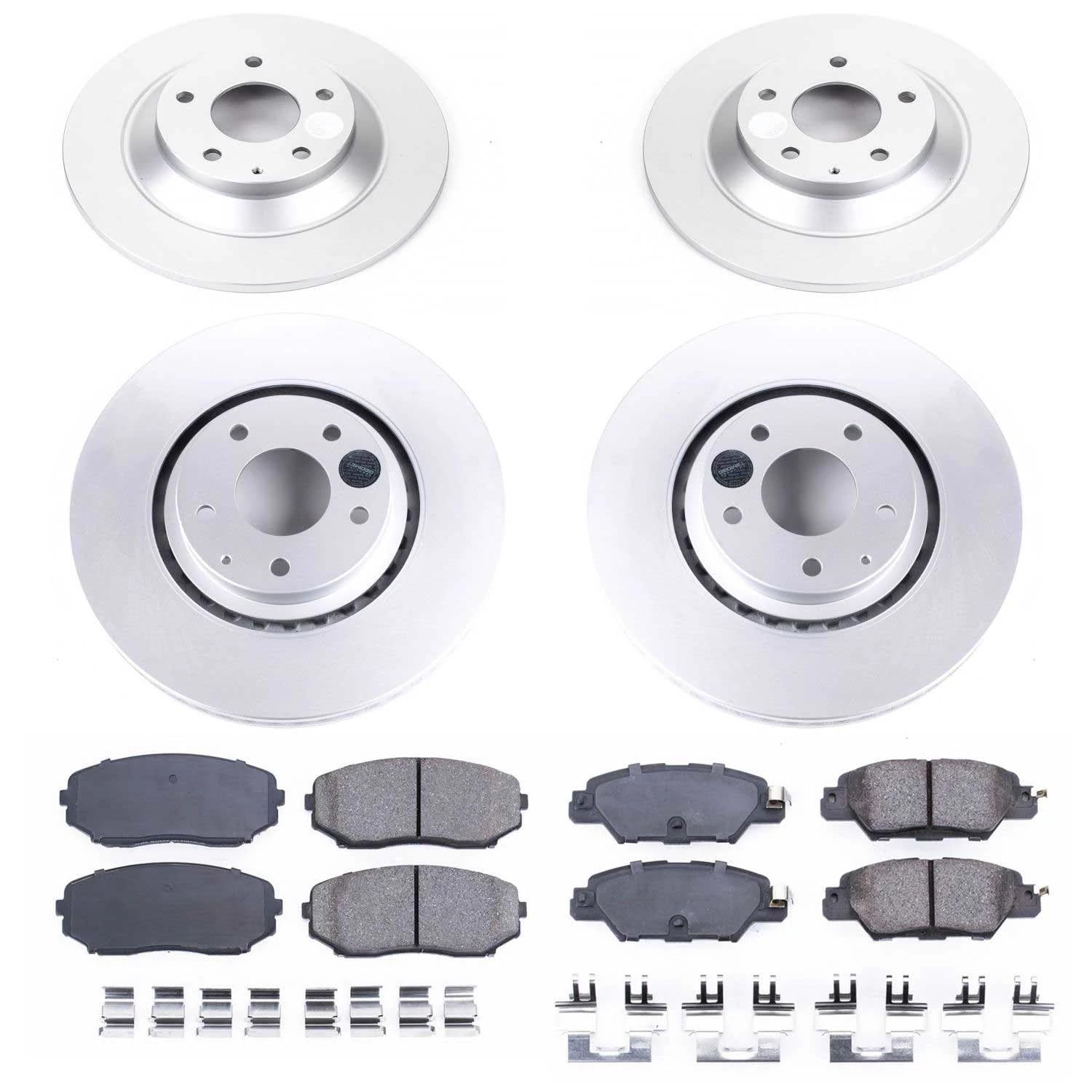 Power Stop Front and Rear CRK8351 Coated Brake Rotors and Z17 Ceramic Brake Pads Kit For Mazda CX-5 2019-2023 [Model Specific]