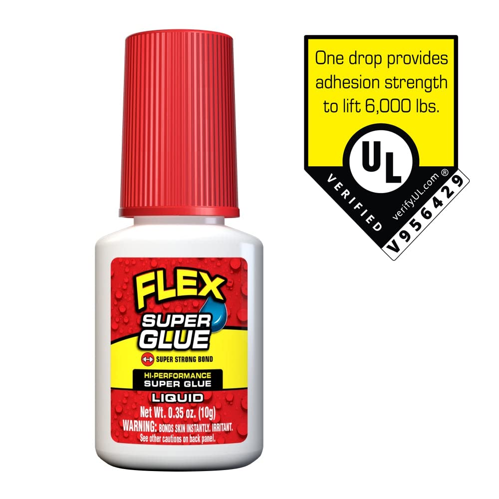 Flex Liquid Super Glue, 10 Gram Brush-On Bottle, 1-Pack, Clear, Instant Bond, Quick Dry, Cyanoacrylate Adhesive, Precision Brush for Wood, Metal, Plastic, Crafts, Ceramic, and Toy Repairs