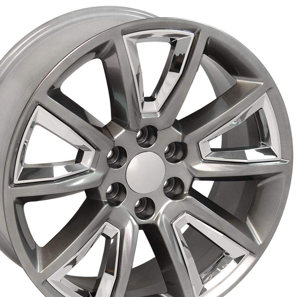 22 Inch OE Wheels CV73B Rim Fits Tahoe Style 6x139.7 22x9 Gloss Hyper Black with Chrome Insert - Hollander 5696 (1)