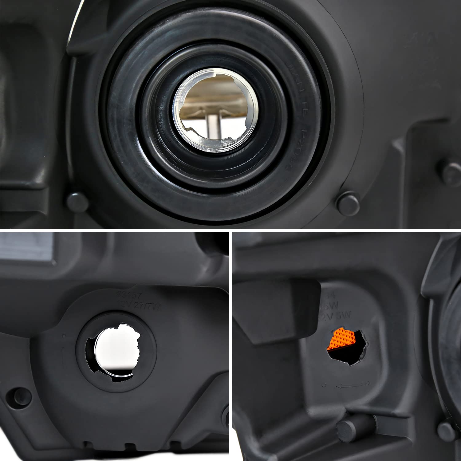 Black LED Tube Headlights SPEC-D TUNING Compatible with 2009-2014 Ford F150 F-150, Left + Right Pair Headlamps Assembly