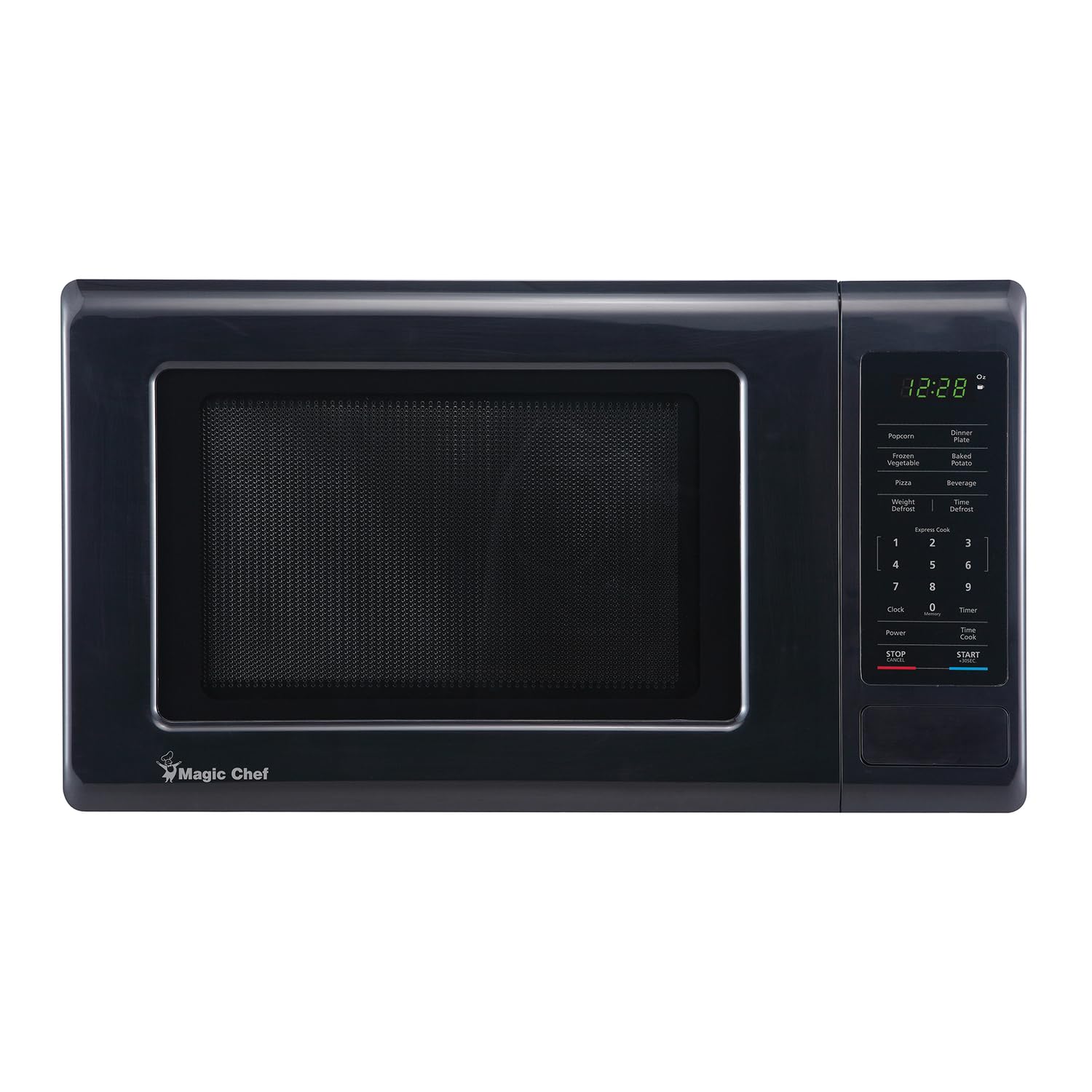 Magic Chef 0.9 Cubic Feet Stainless 900 Watt Countertop Microwave Oven for Compact Spaces with 6 Pre Programmed Cooking Modes, Black