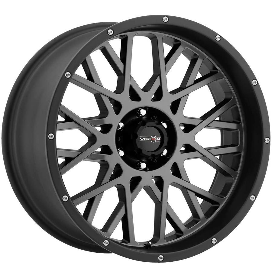 20x10 Vision 412 Rocker -25mm Gunmetal Wheel Rim 20" Inch