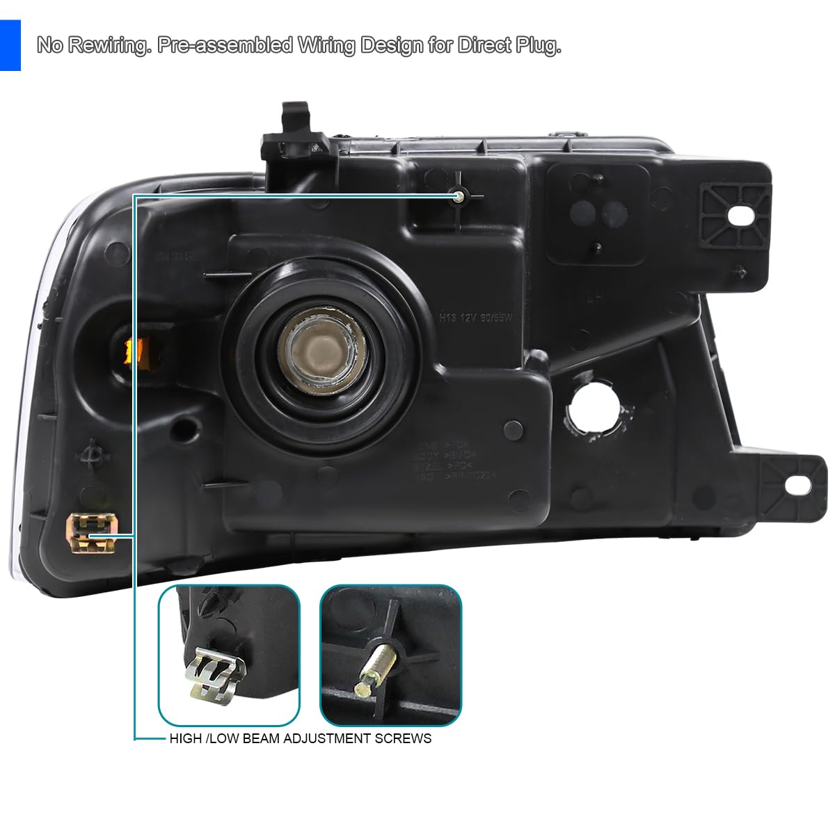 Light Smoke Spec-D Tuning Headlights Compatible with 2004-2008 Ford F-150, Left + Right Pair Headlamps Assembly