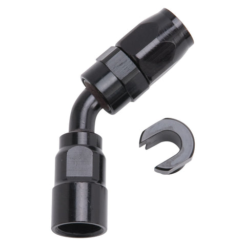 5/16" SAE QUICK DISCONNECT FEMALE HOSE END TO -6 HOSE 45 DEG BLK ANODIZED