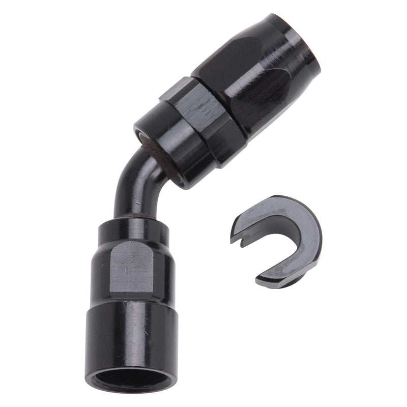 5/16" SAE QUICK DISCONNECT FEMALE HOSE END TO -6 HOSE 45 DEG BLK ANODIZED