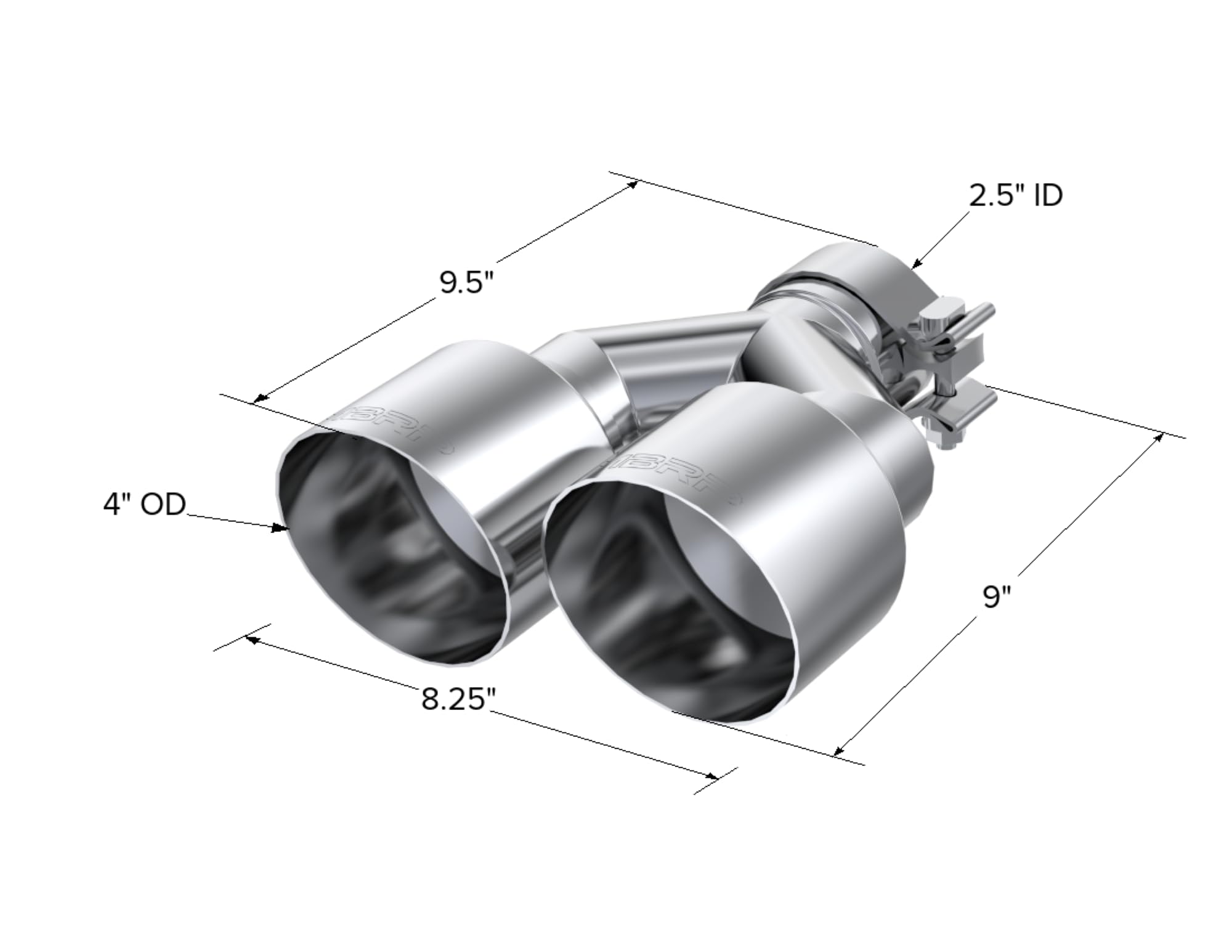 MBRP Dual Tip T304 SS 4in OD/2.5in Inlet