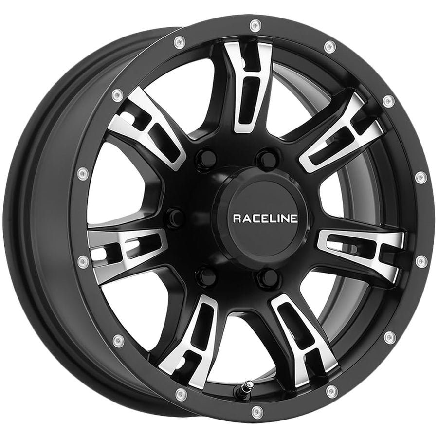 Raceline Wheels Satin Black Machined Face 840 Arsenal Trailer Wheel (16 x 6. inches /6 x 139 mm, 0 mm Offset)