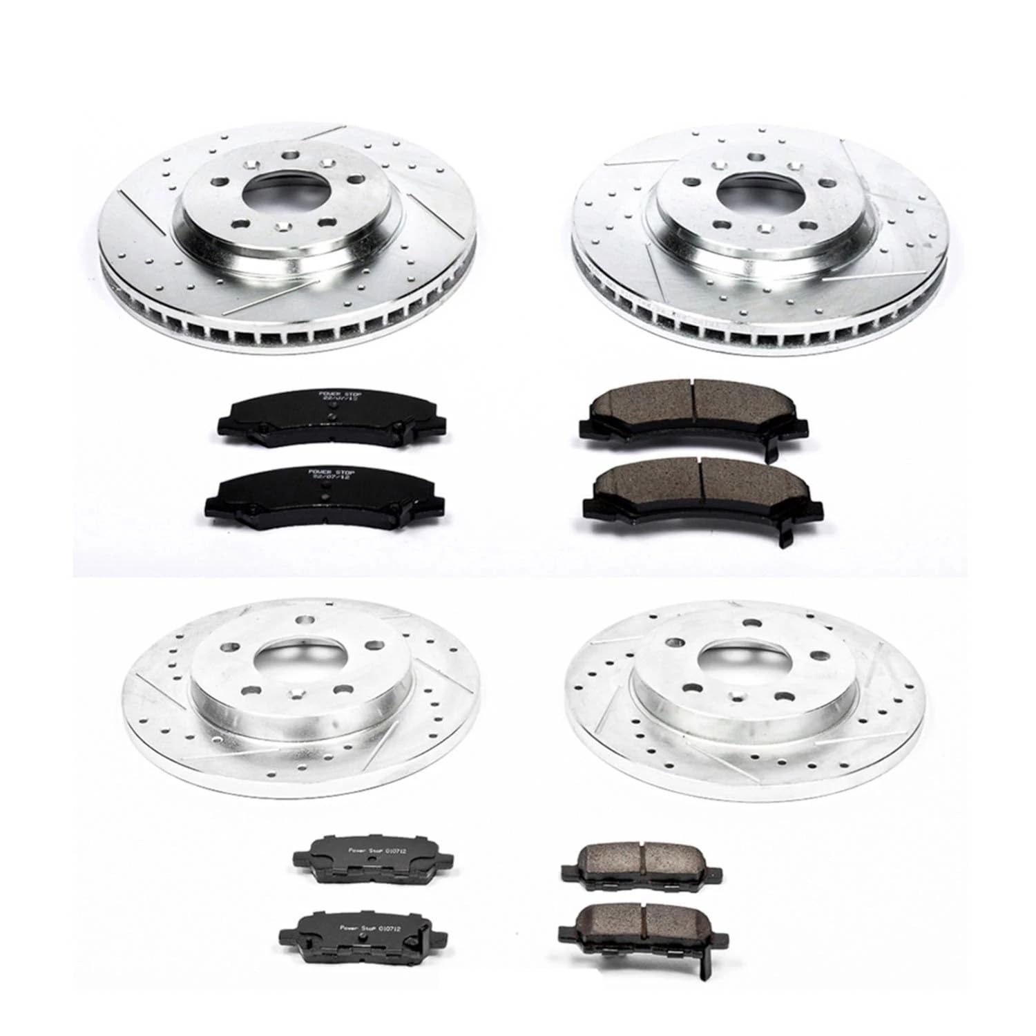 Power Stop K5504 Z23 Carbon Fiber Brake Pads Front and Rear with Drilled & Slotted Brake Rotors Kit For Chevrolet Impala 2011-2013, Chevrolet Impala Limited 2014-2016 [Model Specific]