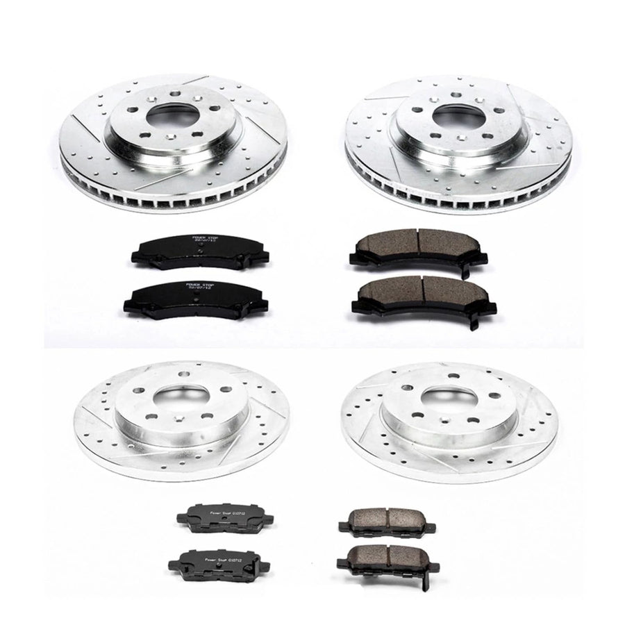 Power Stop K5504 Z23 Carbon Fiber Brake Pads Front and Rear with Drilled & Slotted Brake Rotors Kit For Chevrolet Impala 2011-2013, Chevrolet Impala Limited 2014-2016 [Model Specific]